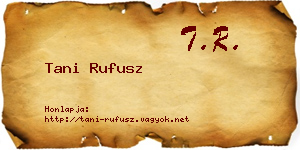 Tani Rufusz névjegykártya